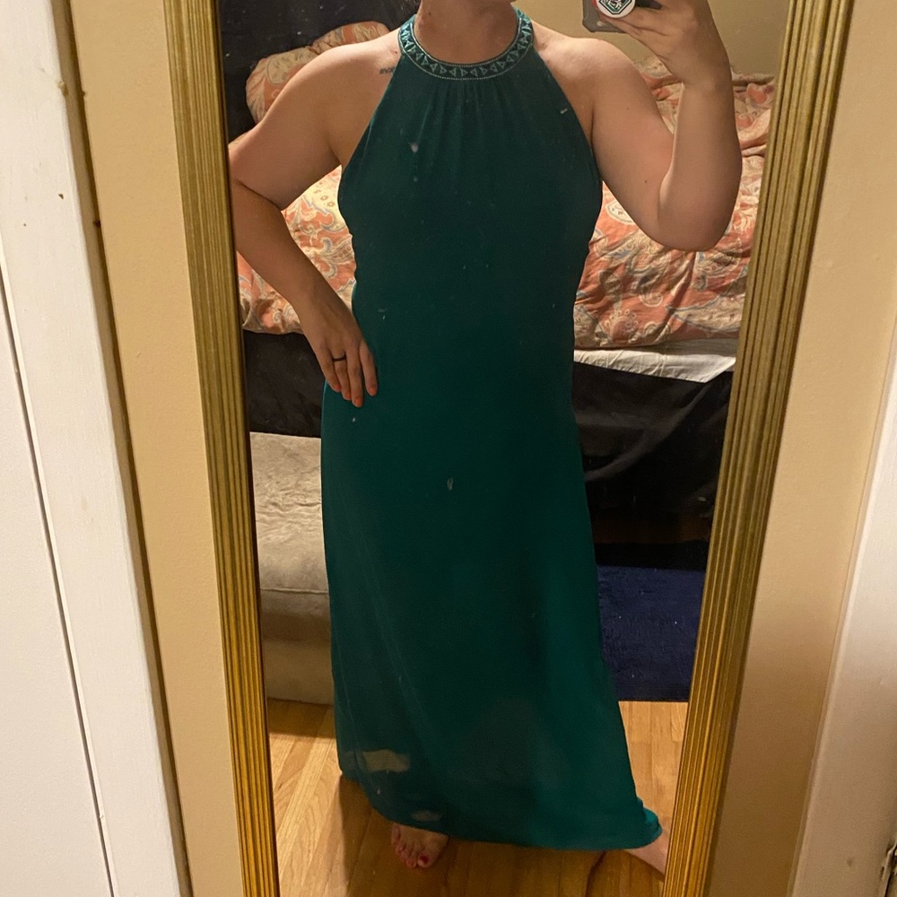 Emerald green backless dress